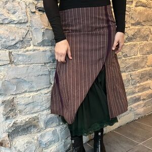 SPANNER Asymmetrical Brown Striped Skirt